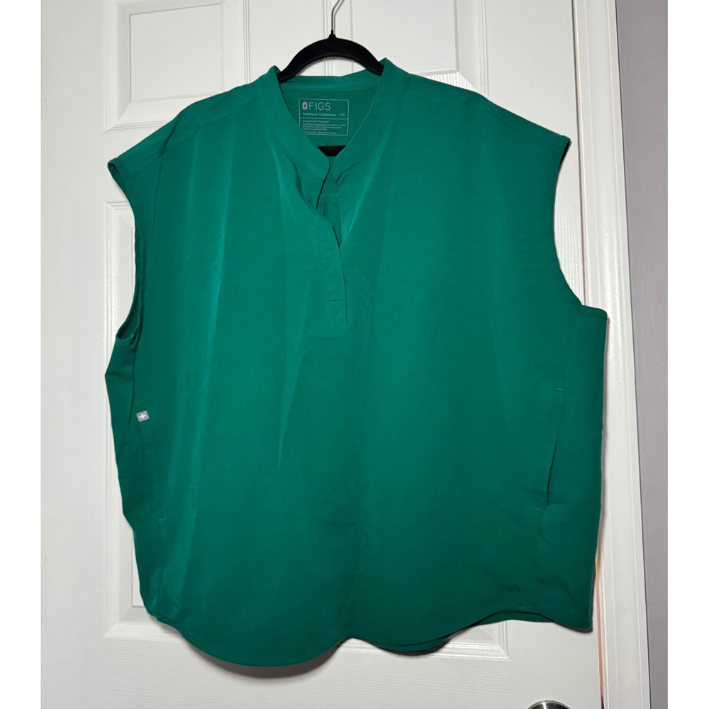FIGS Rafaella Scrub Top Hunter Green Sleeveless Mandarin Collar Womens‎ 3XL